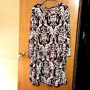 Burgundy damask dress PLUS